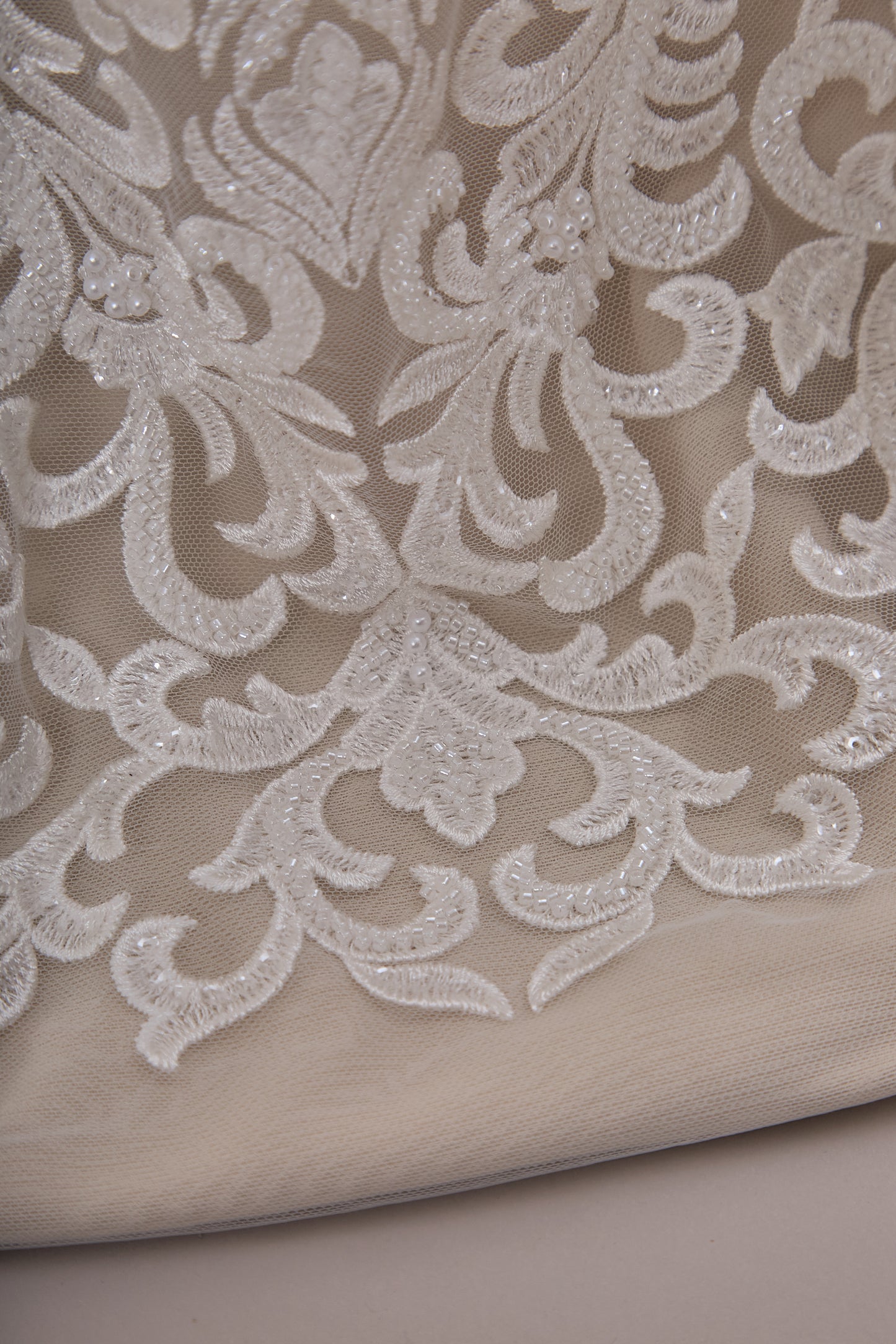 S0660 - Embroidered Tulle with Sequins, Beads and Pearls