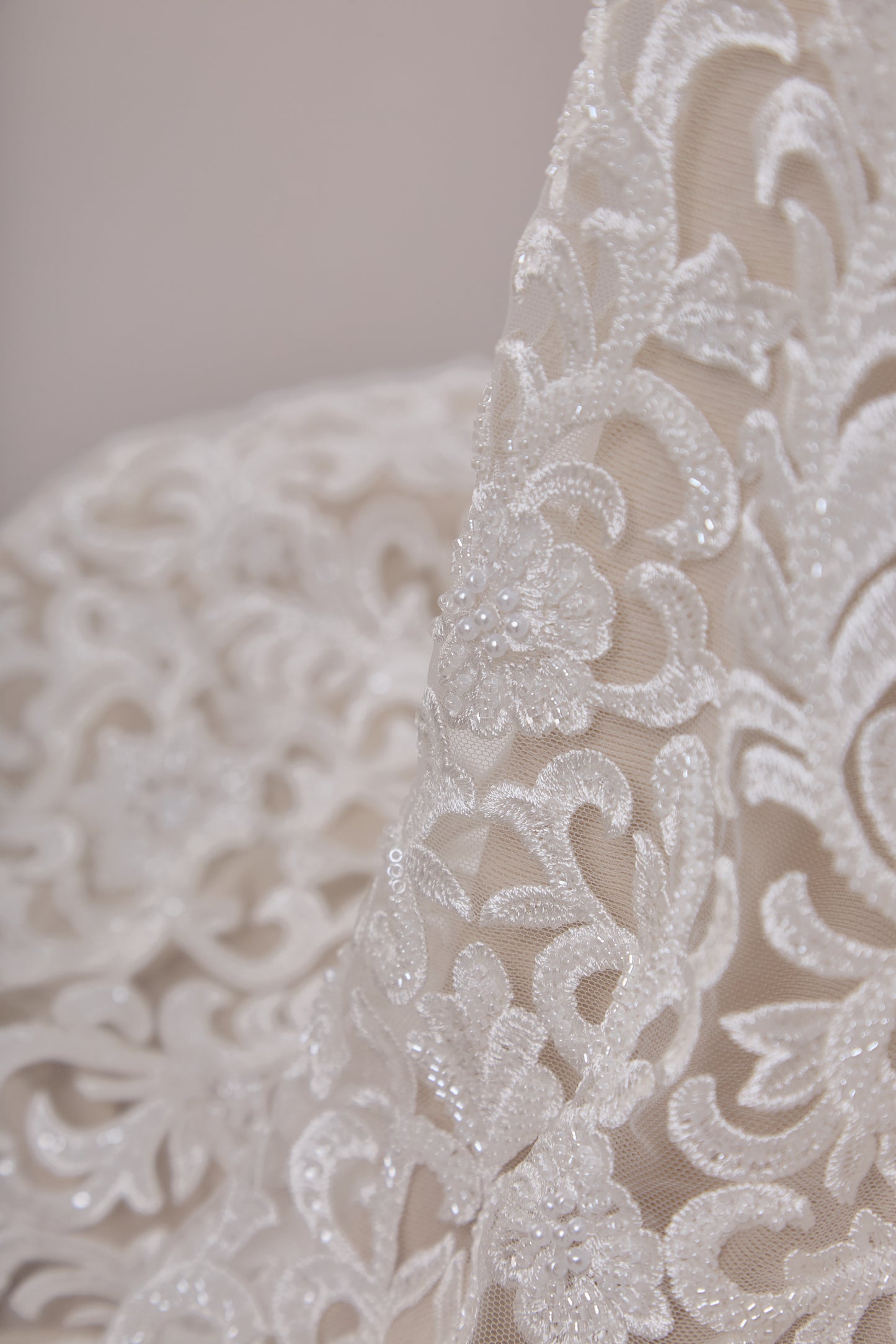 S0660 - Embroidered Tulle with Sequins, Beads and Pearls