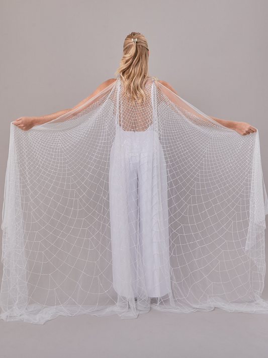 S0645 OFF WHITE BEADED TULLE