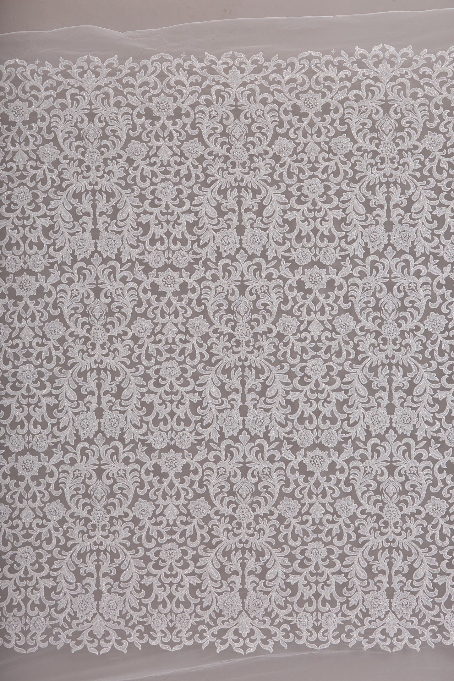 S0660 - Embroidered Tulle with Sequins, Beads and Pearls