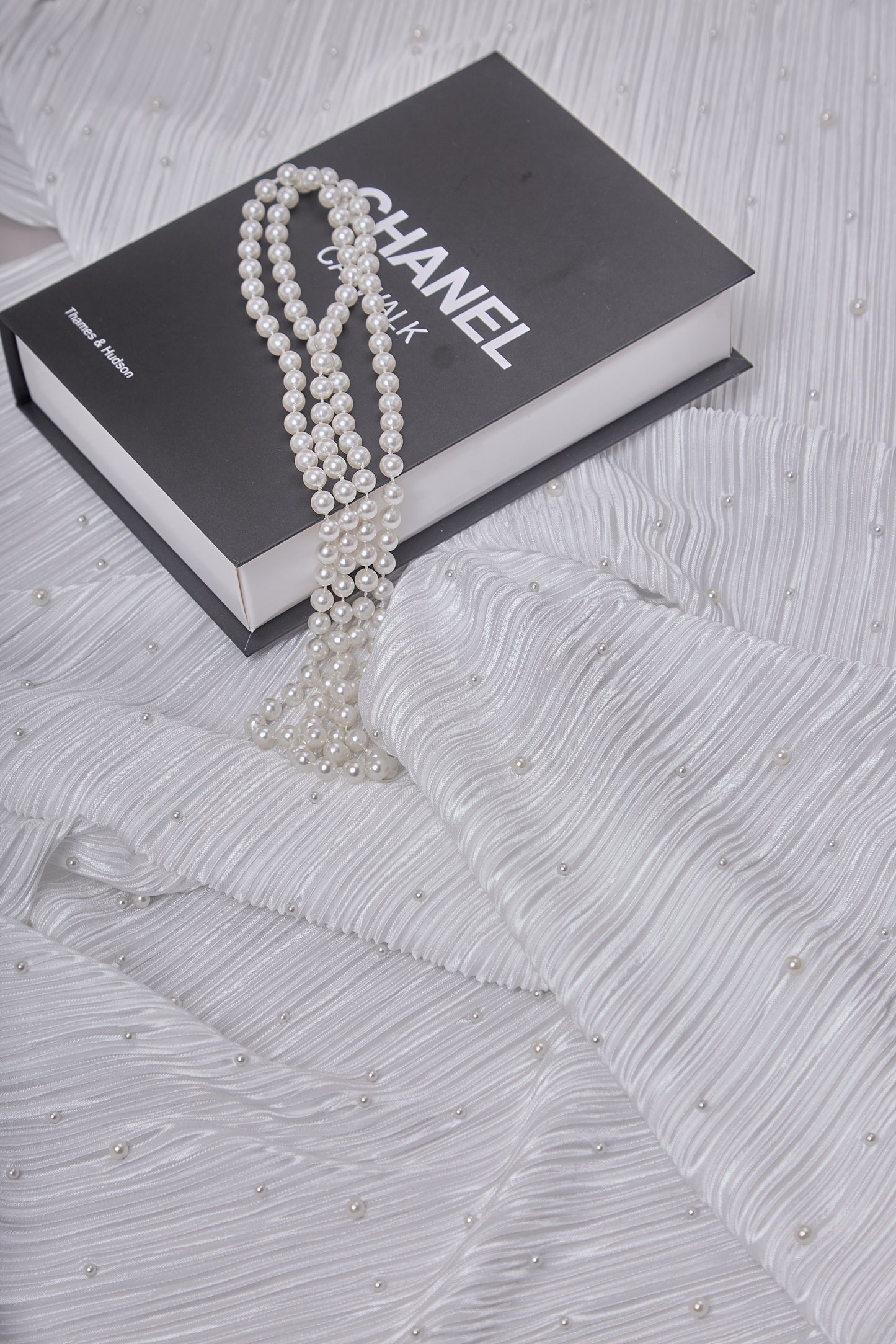 S0670 - Embroidered Pleated Chiffon with Pearls