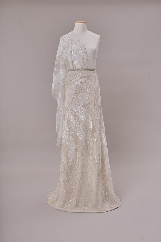 S0673 - Embroidered Tulle with Sequins and Beads