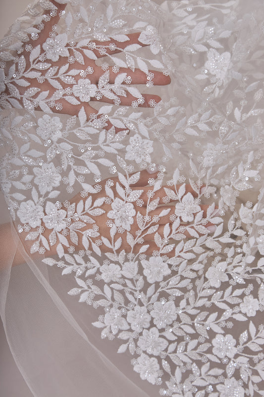 S0658 - Embroidered Tulle with Sequins and Beads