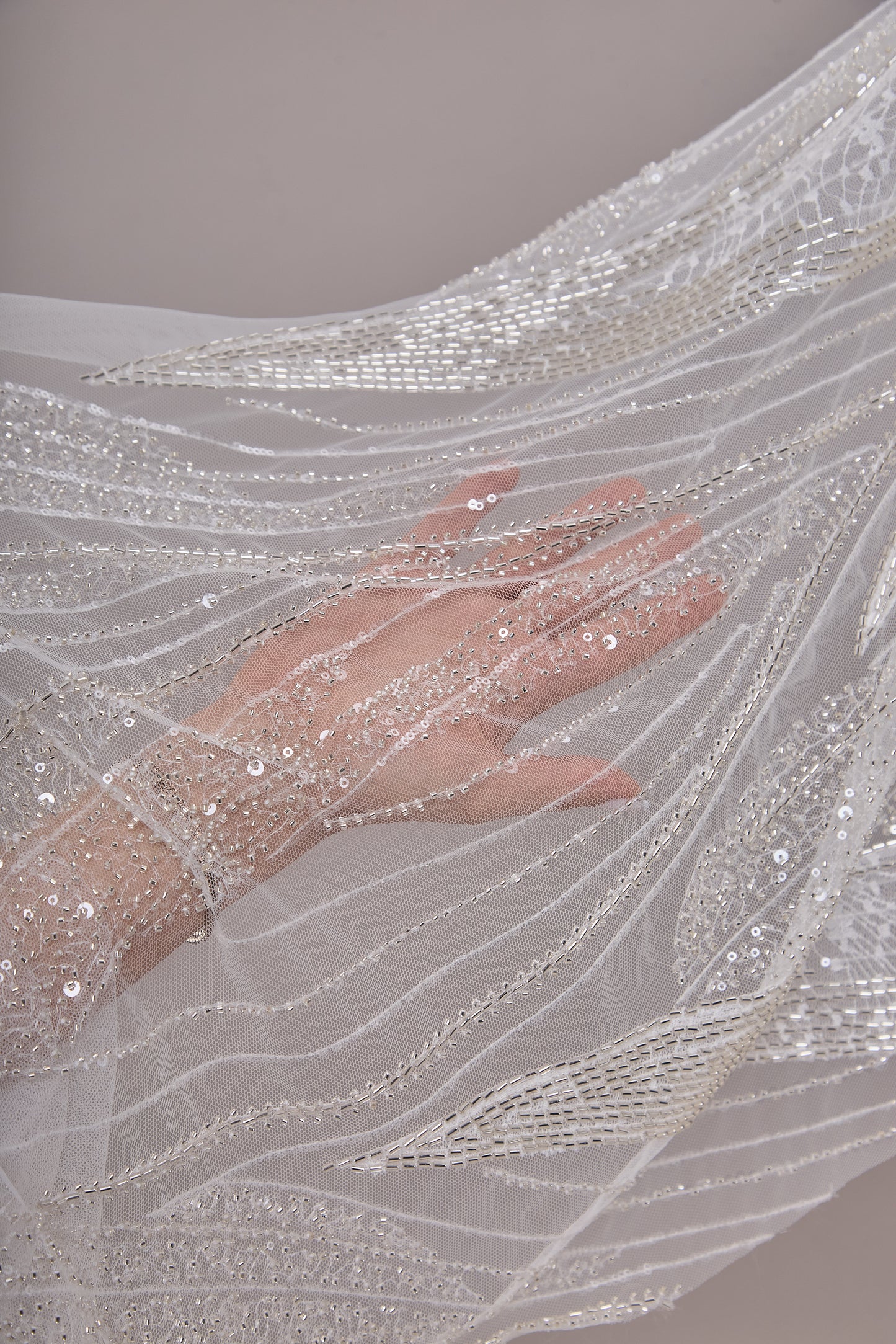 S0673 - Embroidered Tulle with Sequins and Beads