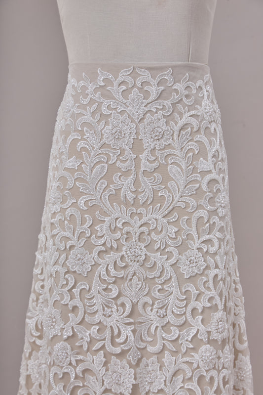 S0660 - Embroidered Tulle with Sequins, Beads and Pearls