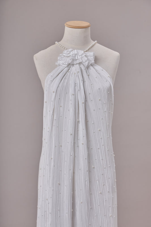 S0670 - Embroidered Pleated Chiffon with Pearls