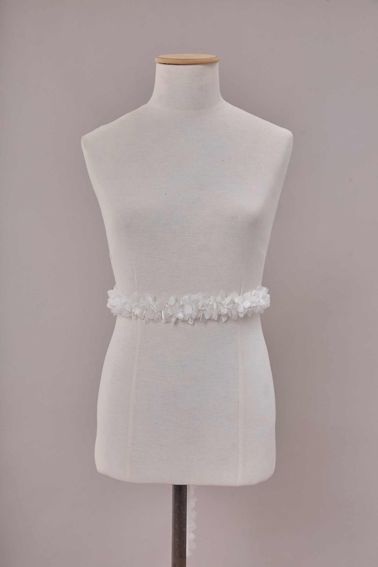 S0656 - Embroidered applique with organza flowers and beads