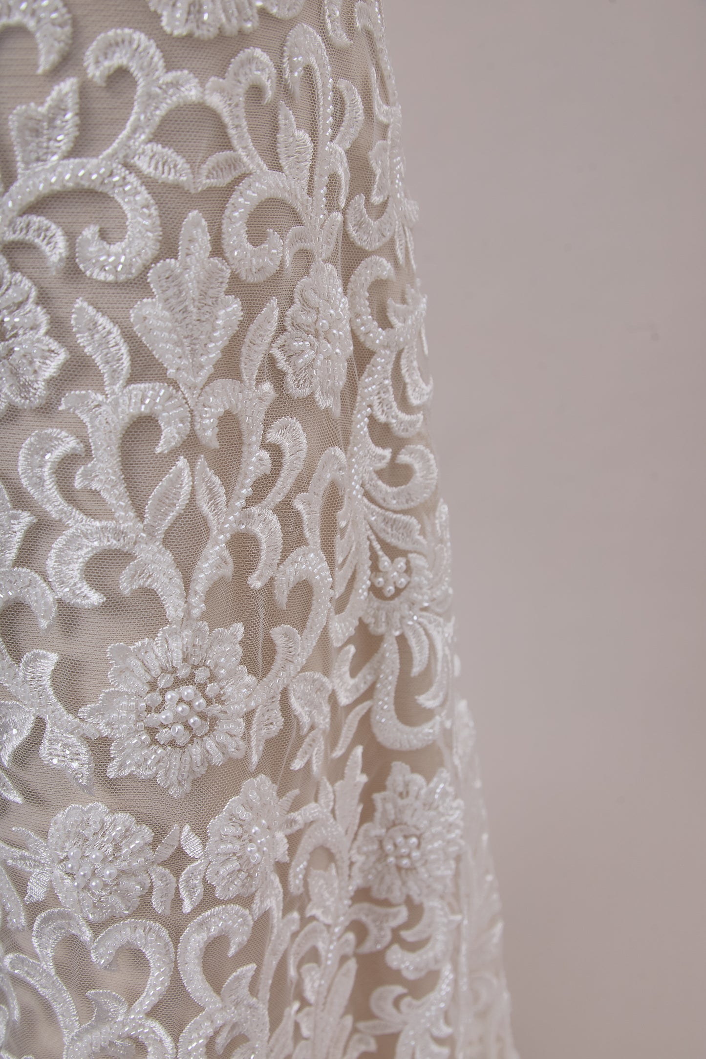 S0660 - Embroidered Tulle with Sequins, Beads and Pearls