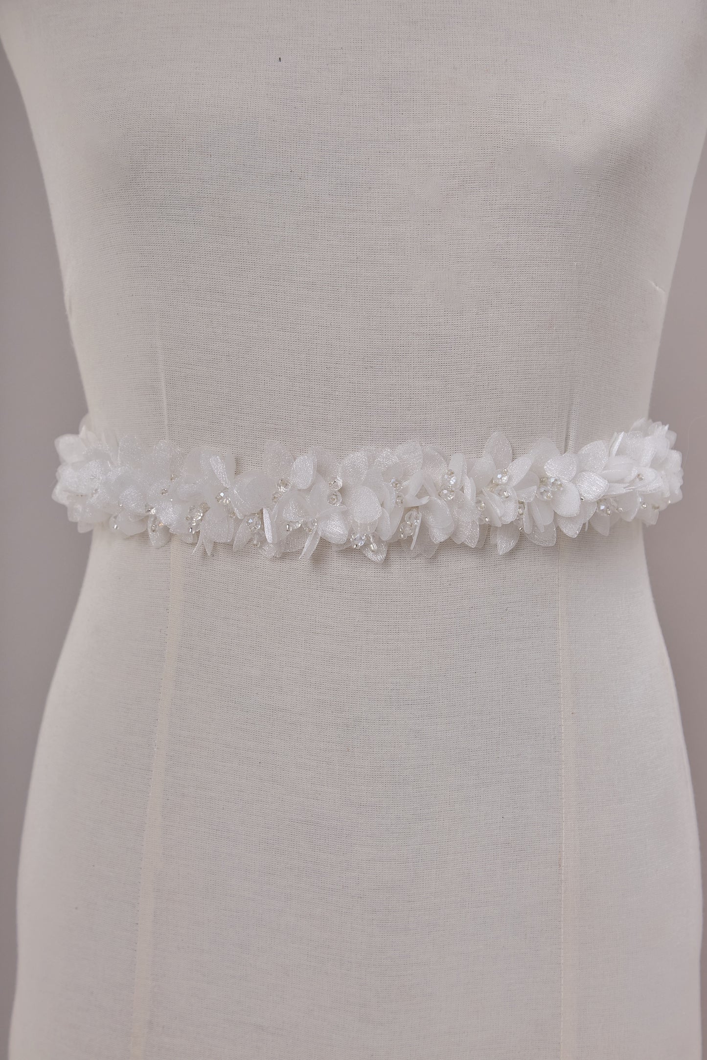 S0656 - Embroidered applique with organza flowers and beads