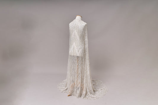 676 Silver - Embroidered tulle with lurex, silver beads, and silver sequins