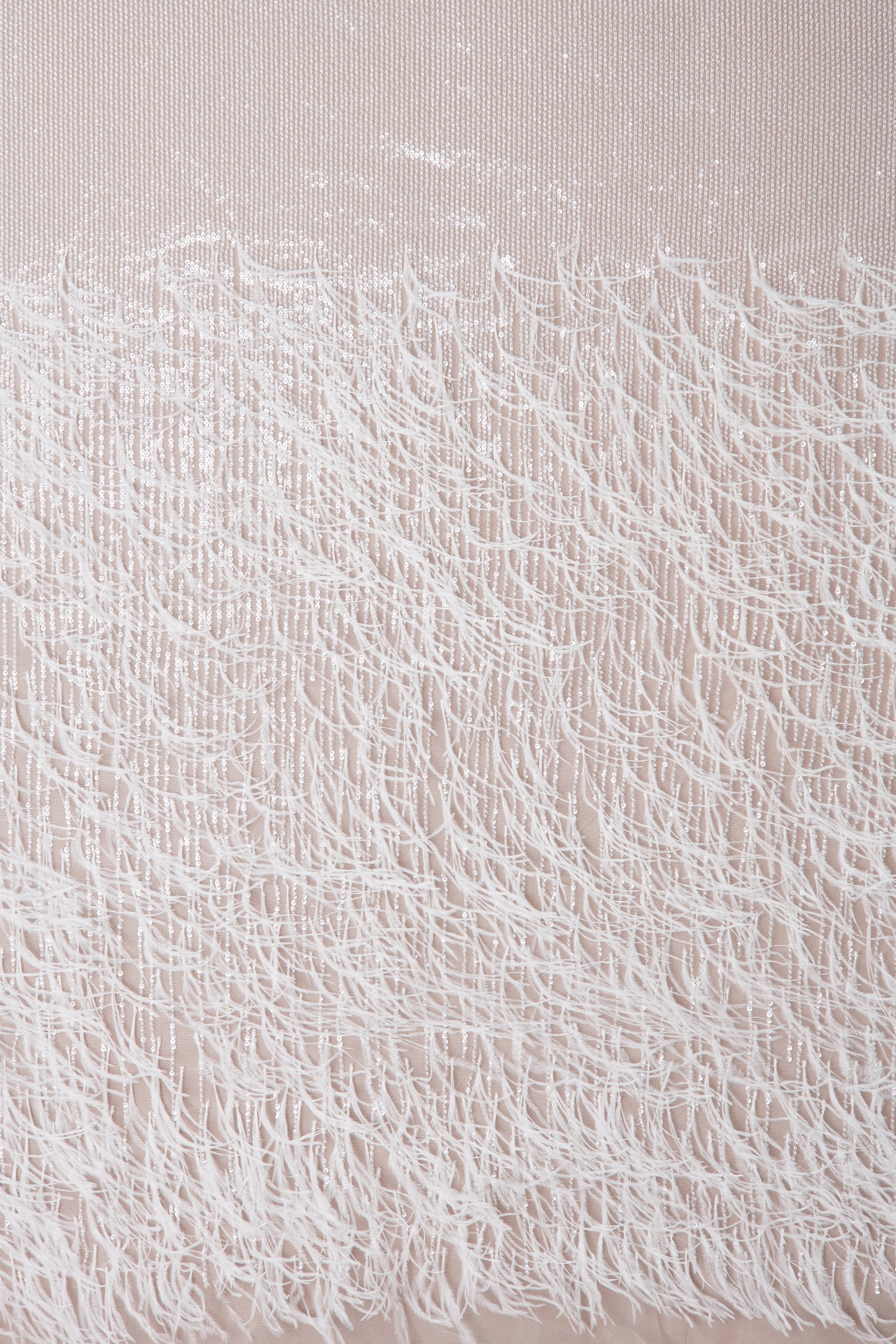S0552 - EMBROIDERY TULLE WITH FEATHERS SEQUINS & BEADS