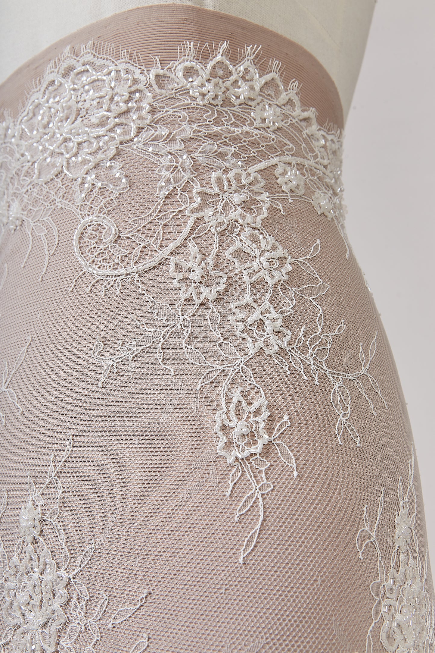 S0624 EMBROIDERED LACE WITH SEQUINS AND BEADS (Sold by cloth)