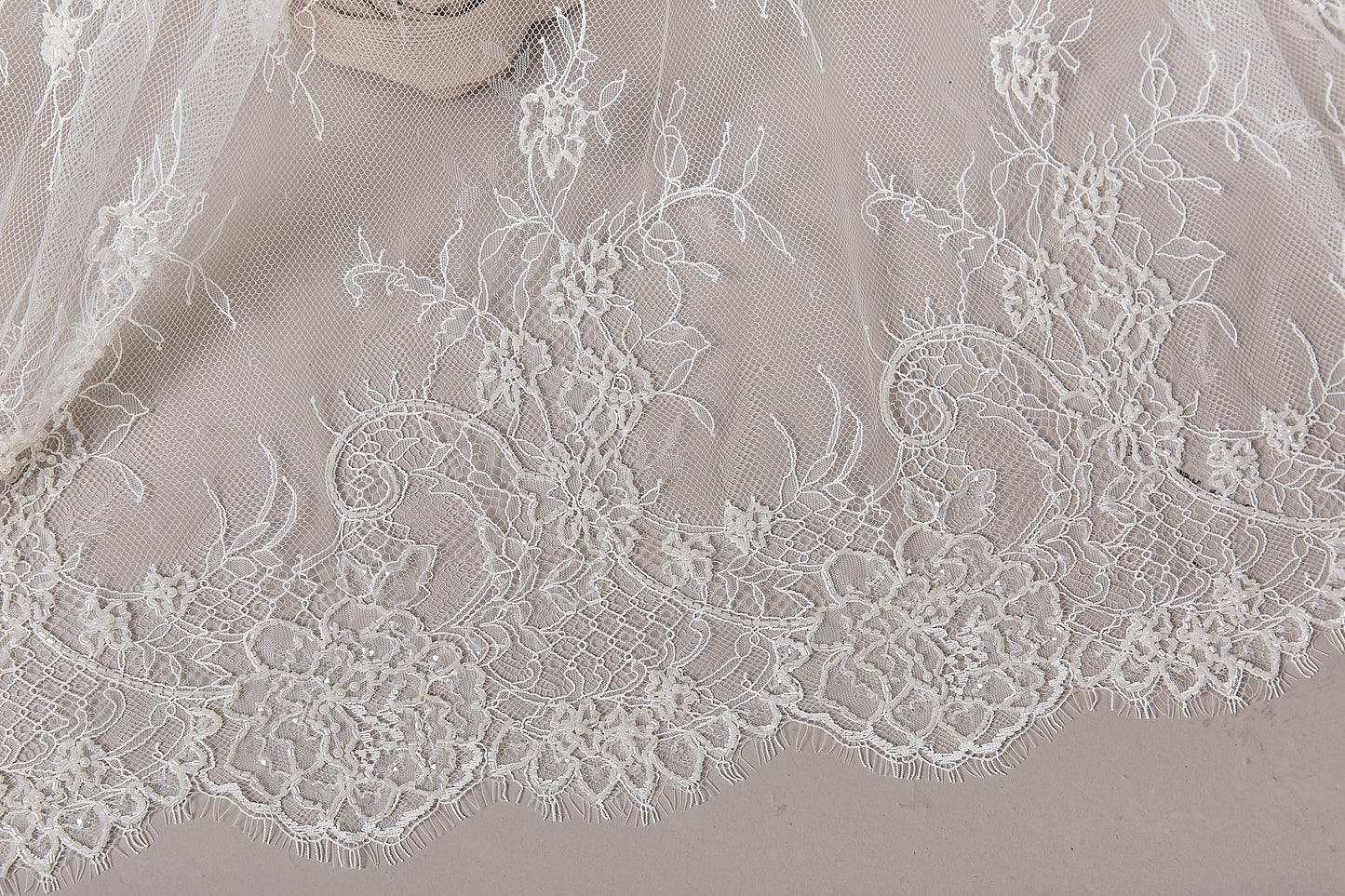 S0624 EMBROIDERED LACE WITH SEQUINS AND BEADS (Sold by cloth)