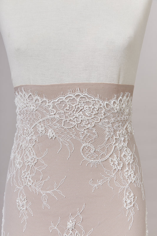S0624 EMBROIDERED LACE WITH SEQUINS AND BEADS (Sold by cloth)