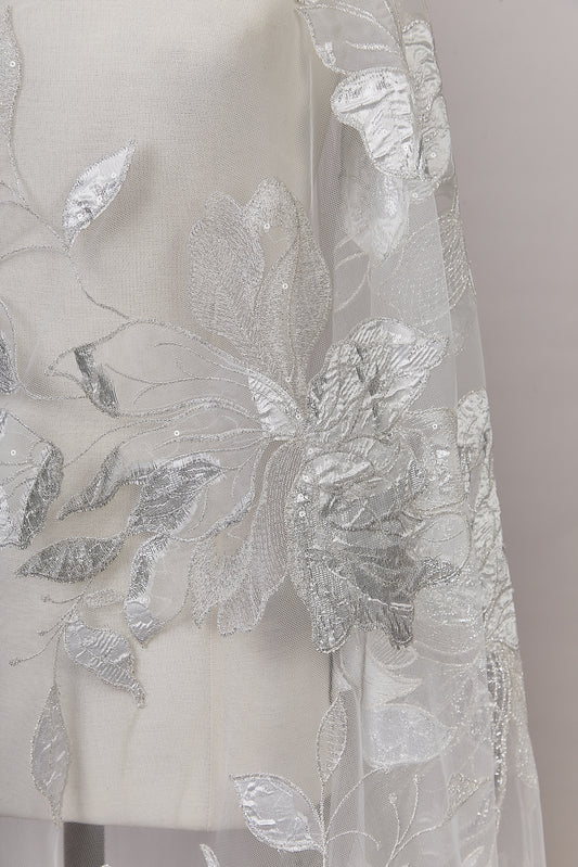 S0629 EMBROIDERED TULLE WITH FLORAL JACQUARD