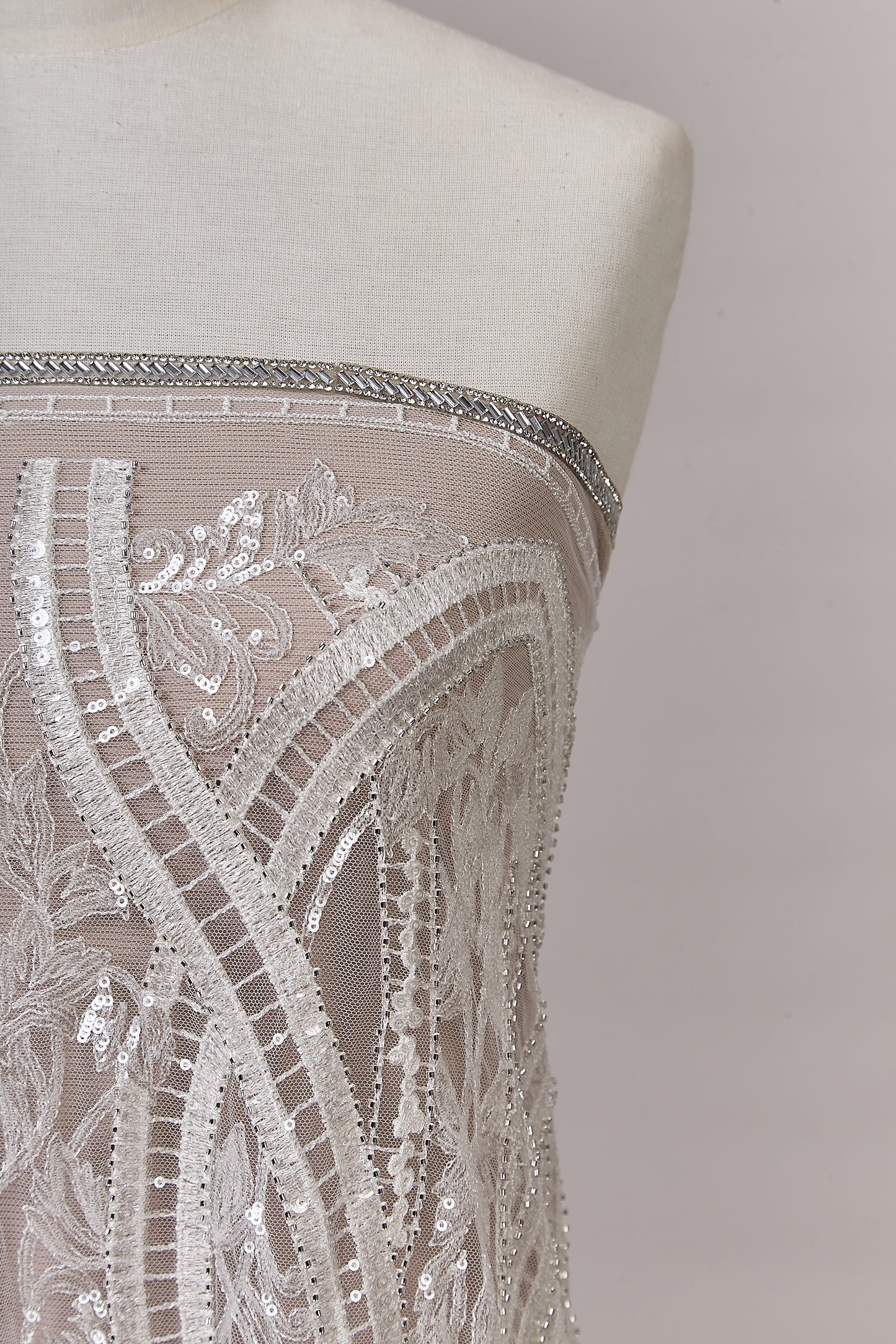 S0632 EMBROIDERED TULLE WITH SEQUINS AND BEADS
