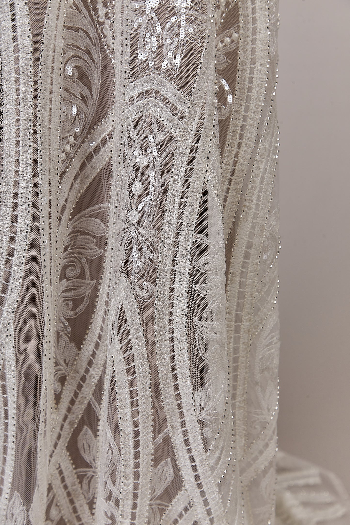 S0632 EMBROIDERED TULLE WITH SEQUINS AND BEADS