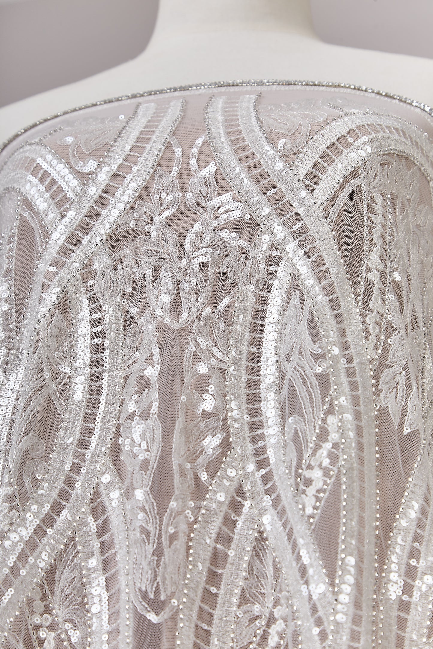 S0632 EMBROIDERED TULLE WITH SEQUINS AND BEADS