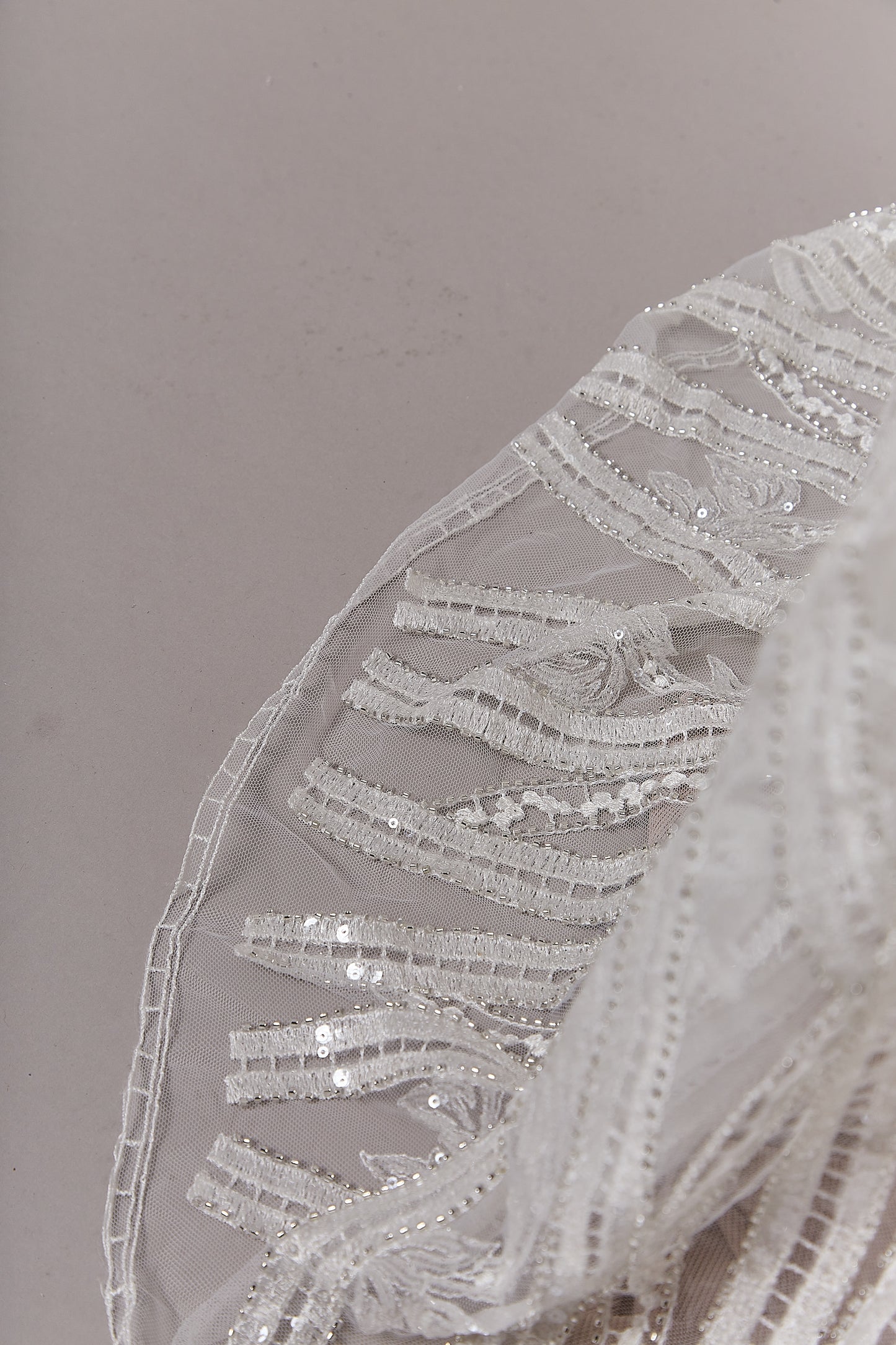 S0632 EMBROIDERED TULLE WITH SEQUINS AND BEADS