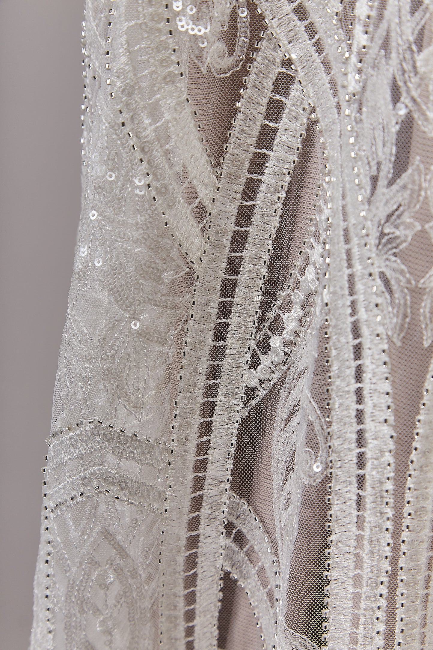 S0632 EMBROIDERED TULLE WITH SEQUINS AND BEADS