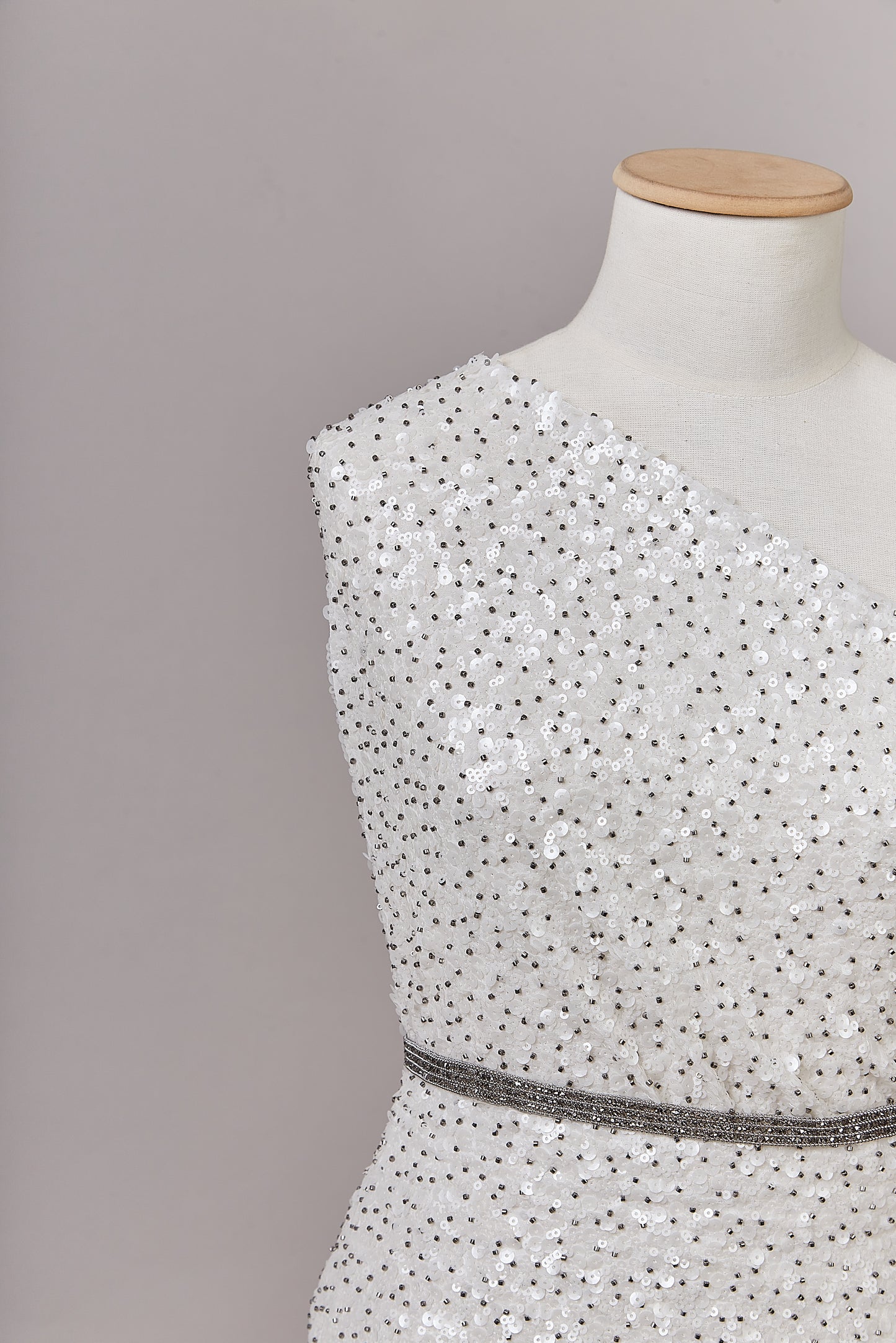 S0633 EMBROIDERED CHIFFON WITH SEQUINS AND BEADS IN PEWTER