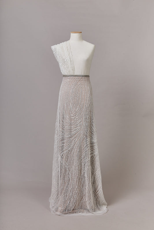 S0641 EMBROIDERED TULLE WITH SEQUINS AND BEADS