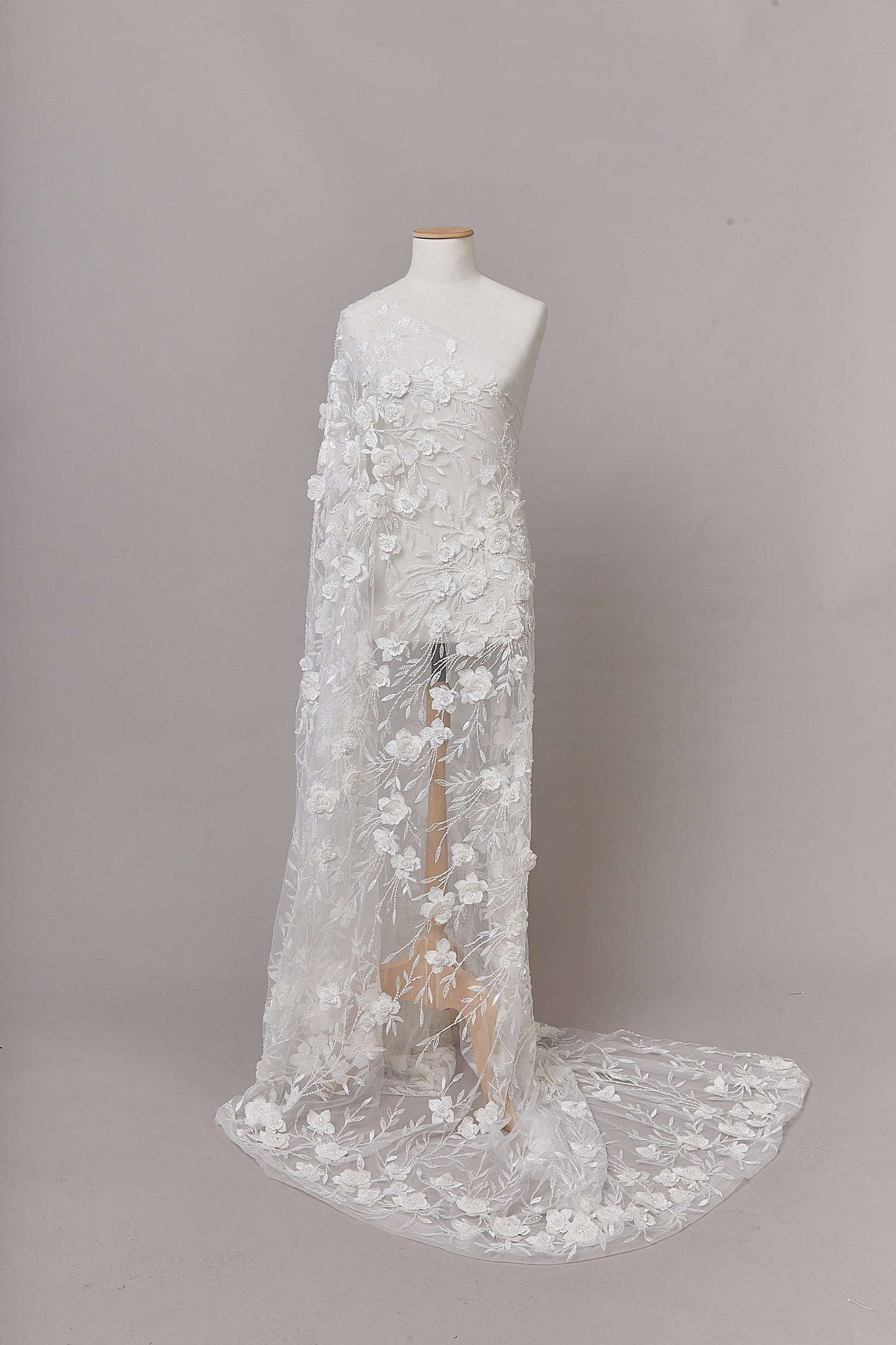 S0643 EMBROIDERED TULLE WITH SEQUINS, BEADS AND 3D FLOWERS