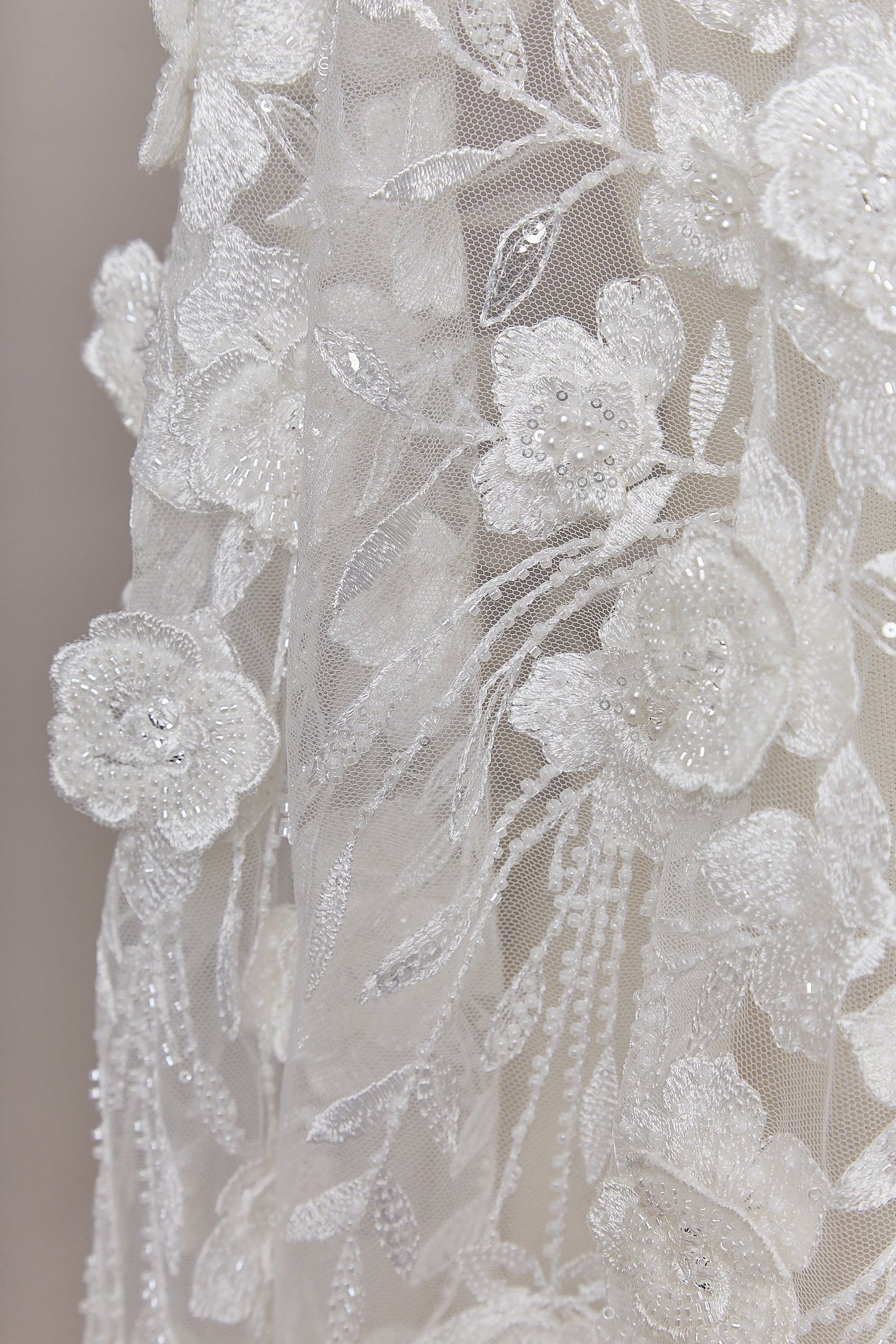 S0643 EMBROIDERED TULLE WITH SEQUINS, BEADS AND 3D FLOWERS