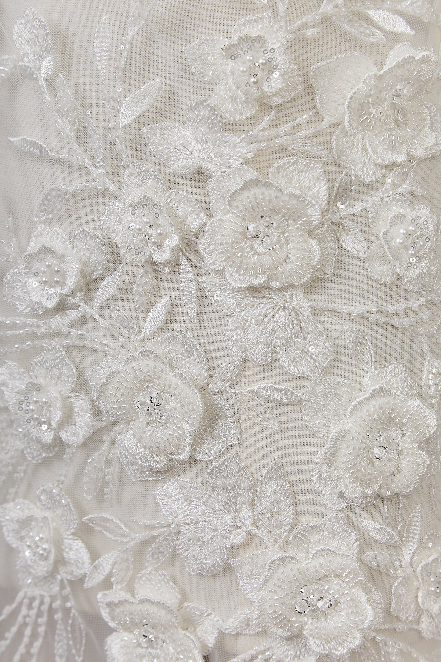 S0643 EMBROIDERED TULLE WITH SEQUINS, BEADS AND 3D FLOWERS