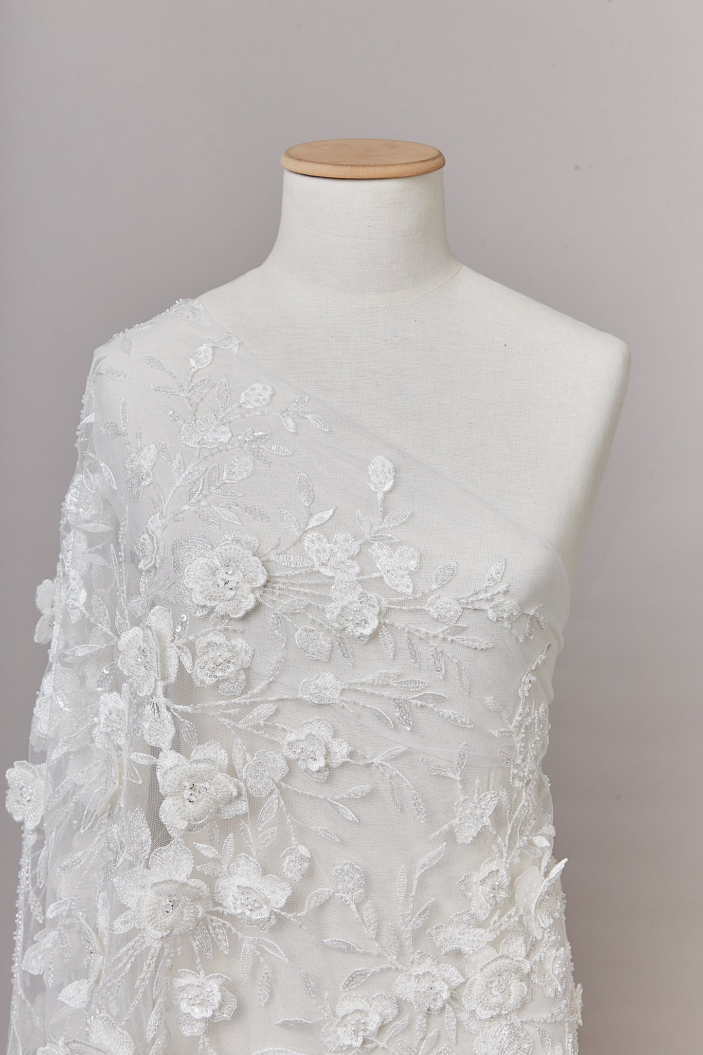 S0643 EMBROIDERED TULLE WITH SEQUINS, BEADS AND 3D FLOWERS