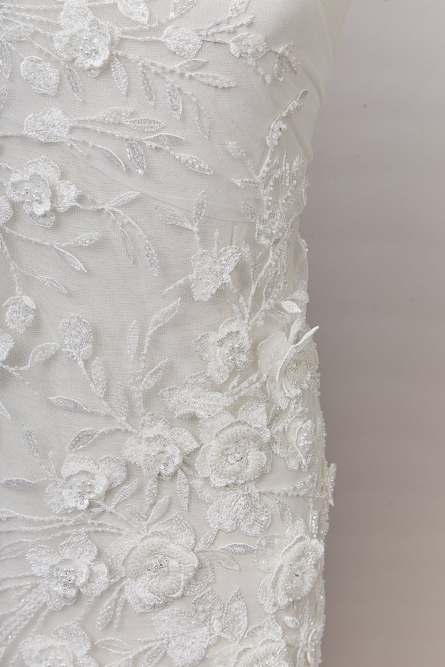 S0643 EMBROIDERED TULLE WITH SEQUINS, BEADS AND 3D FLOWERS