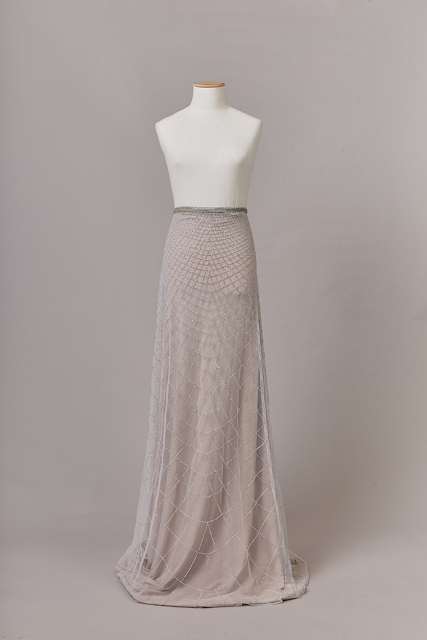 S0645 SILVER BEADED TULLE