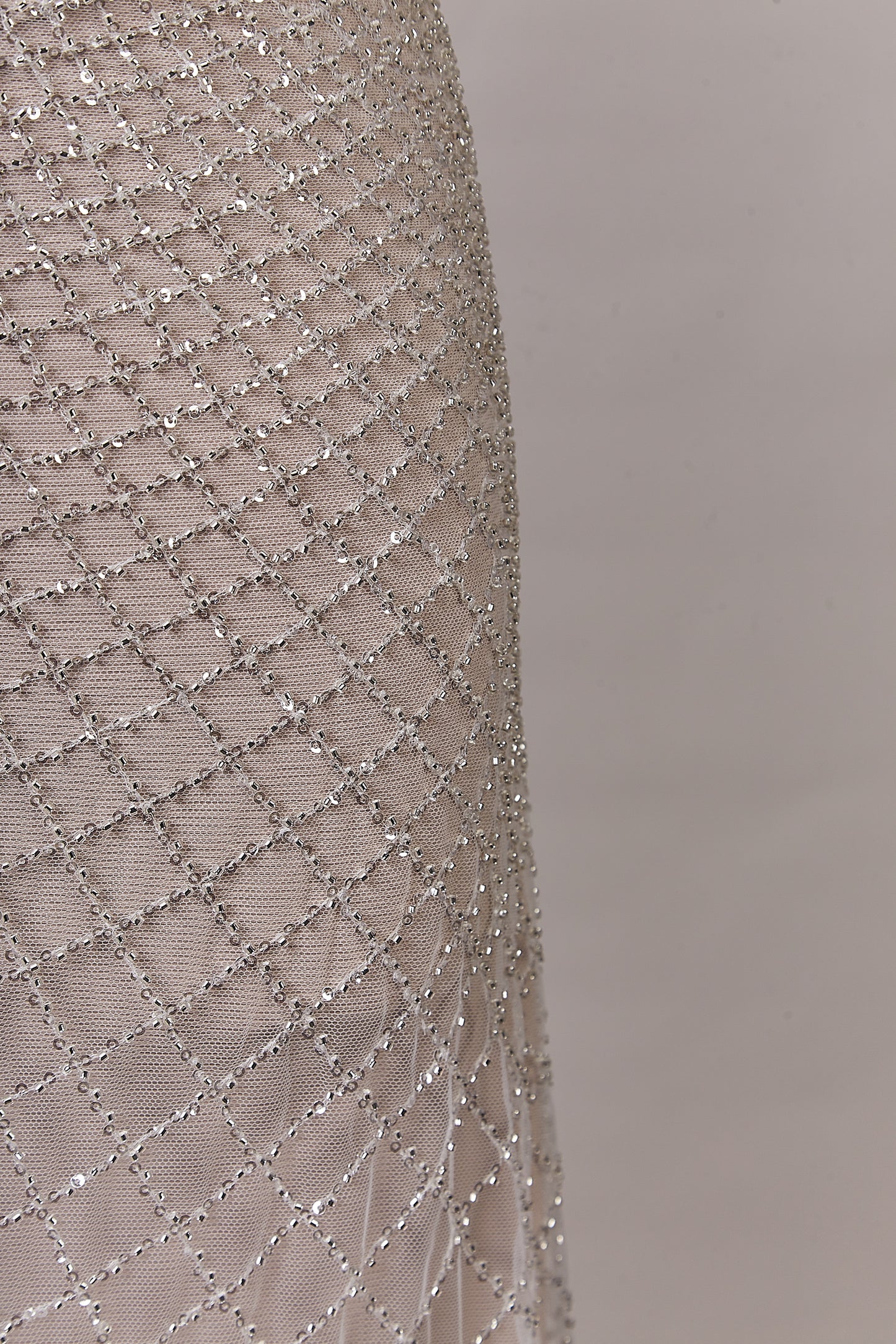 S0645 SILVER BEADED TULLE