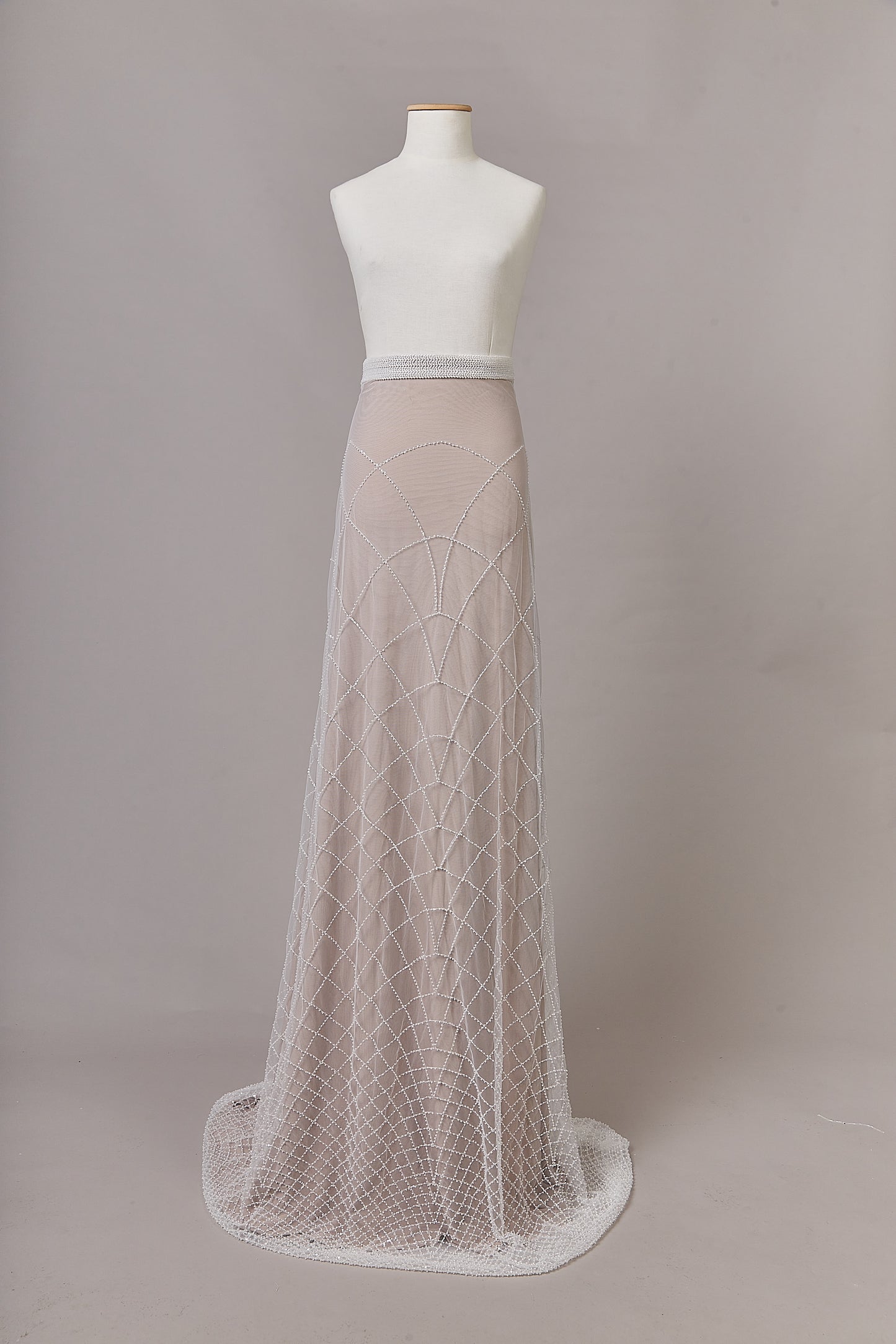 S0645 OFF WHITE BEADED TULLE