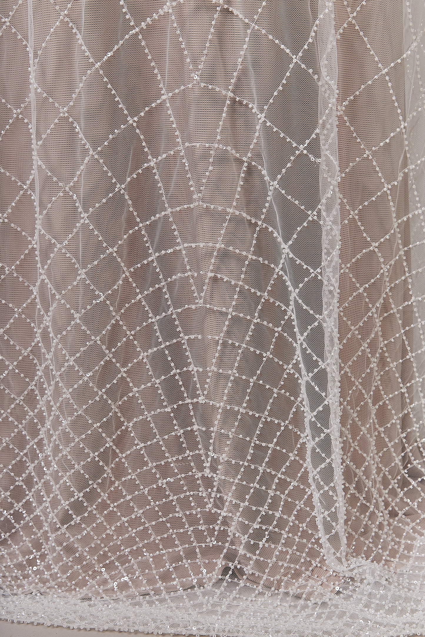 S0645 OFF WHITE BEADED TULLE