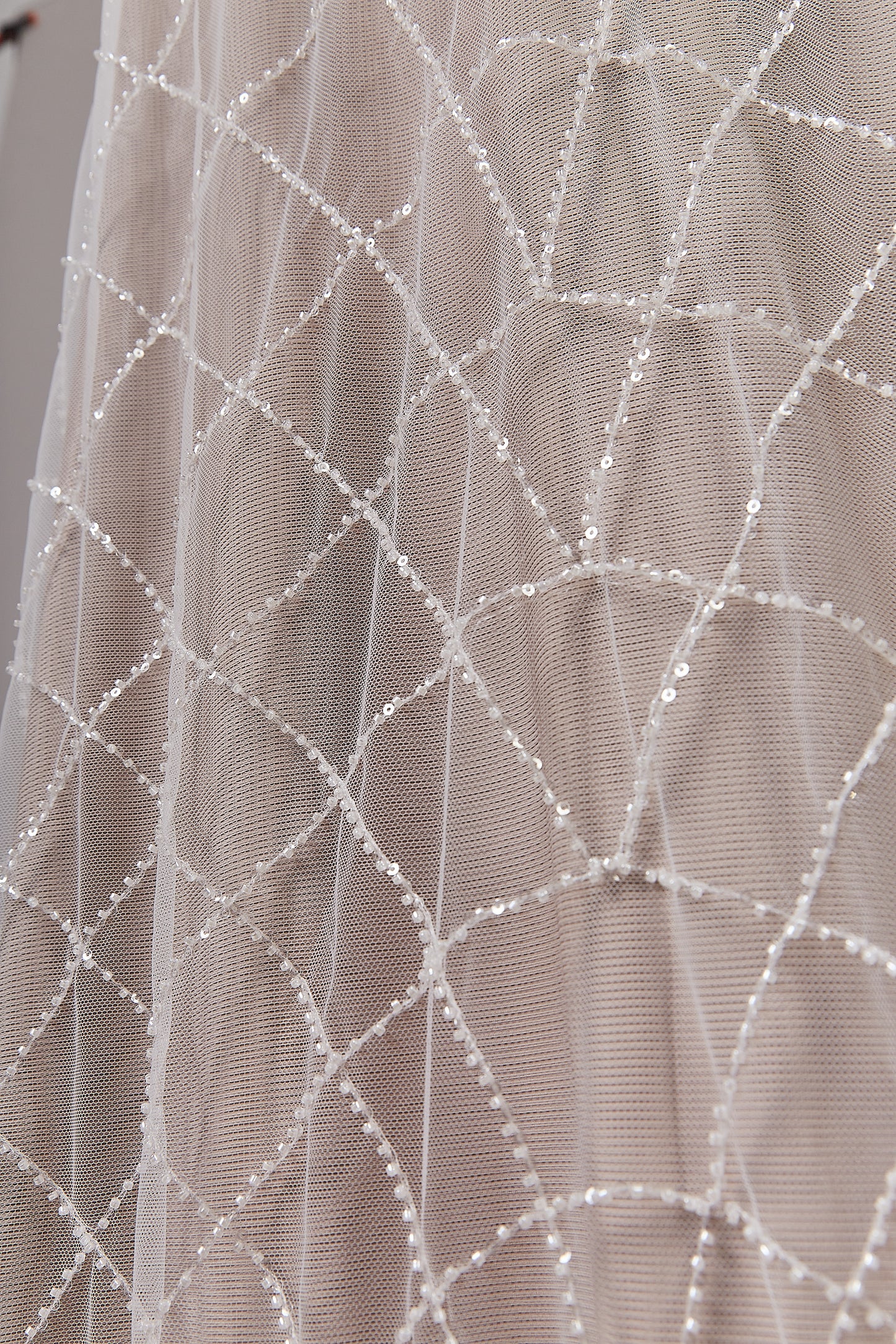 S0645 OFF WHITE BEADED TULLE