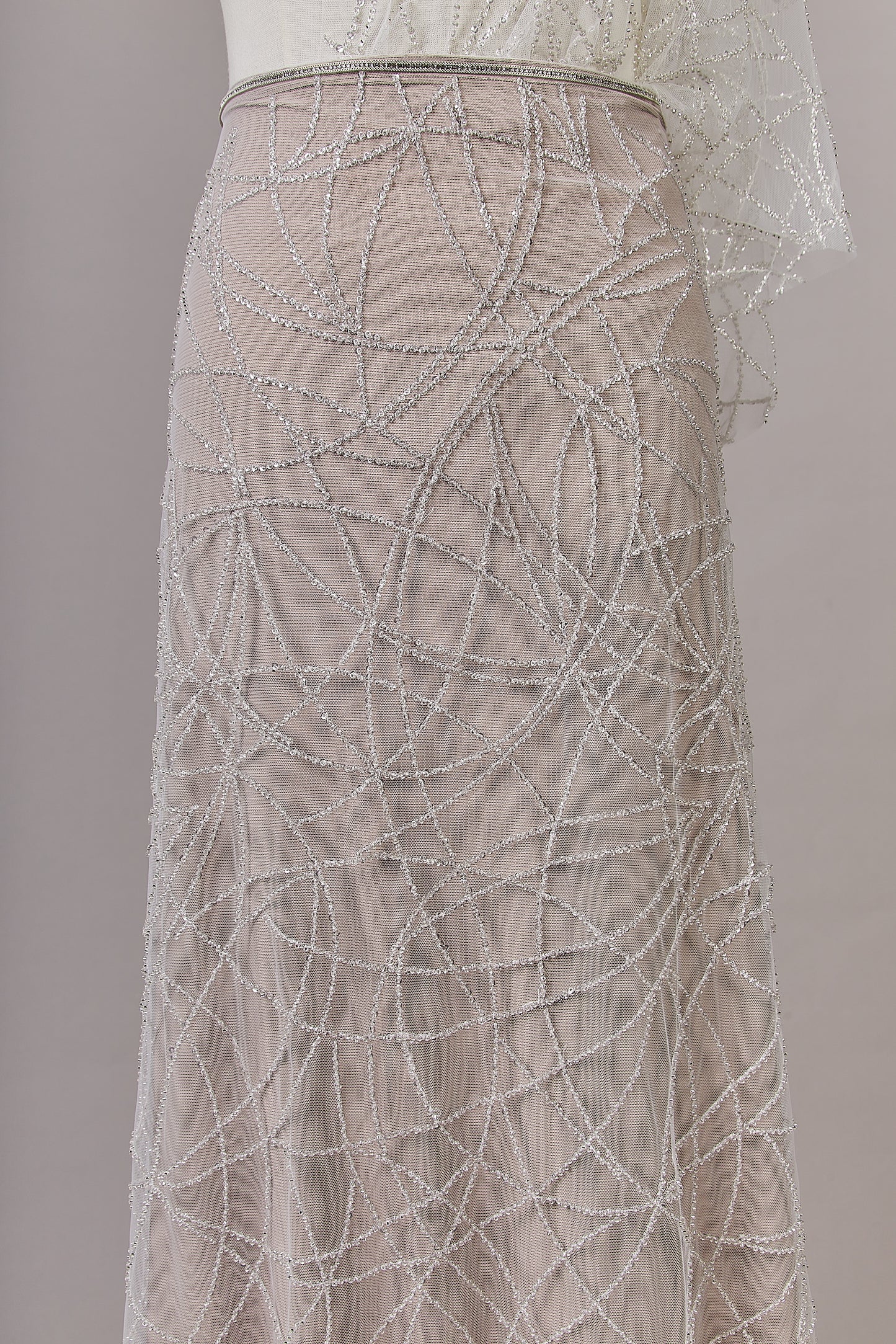 S0646 SILVER BEADED TULLE