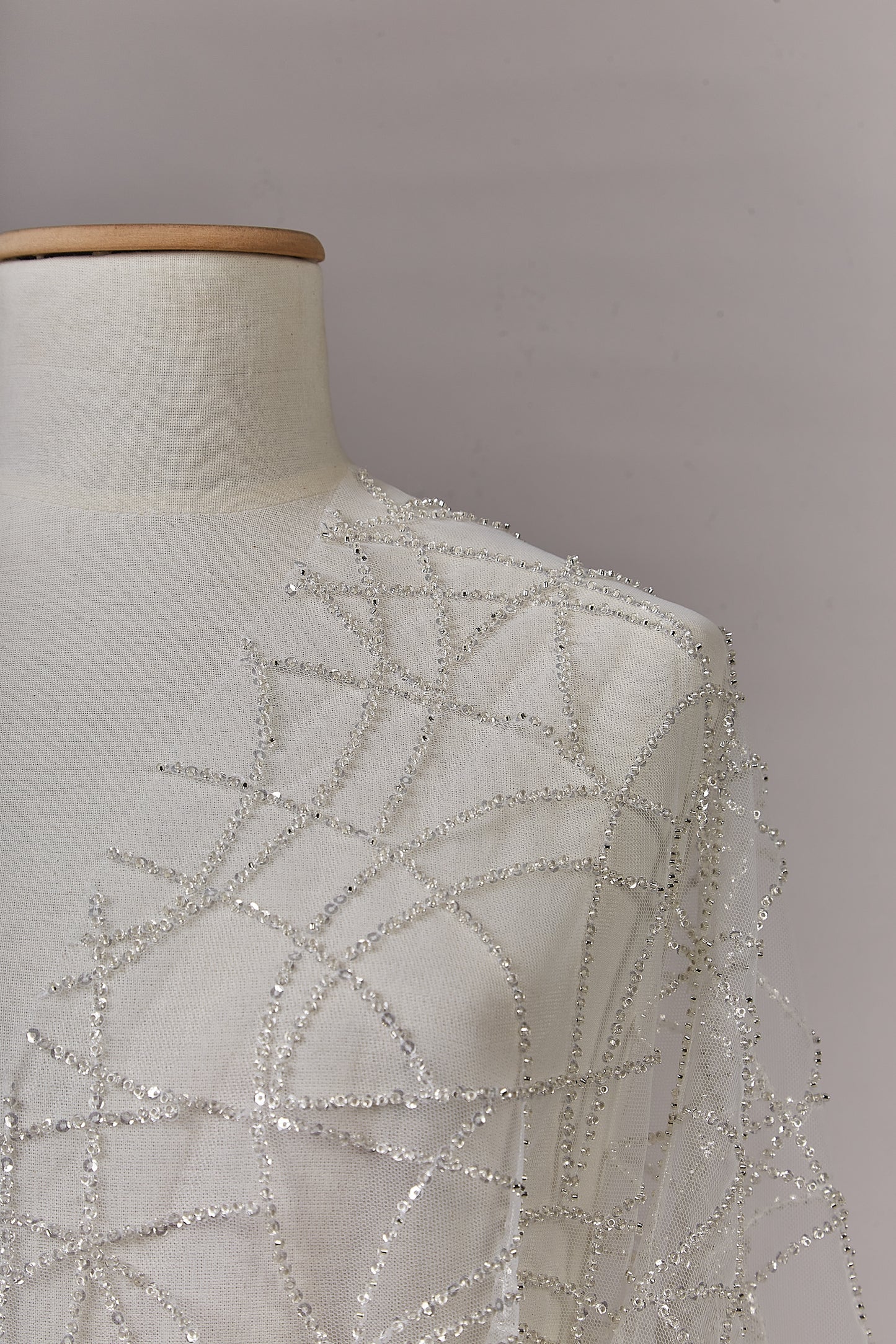 S0646 SILVER BEADED TULLE