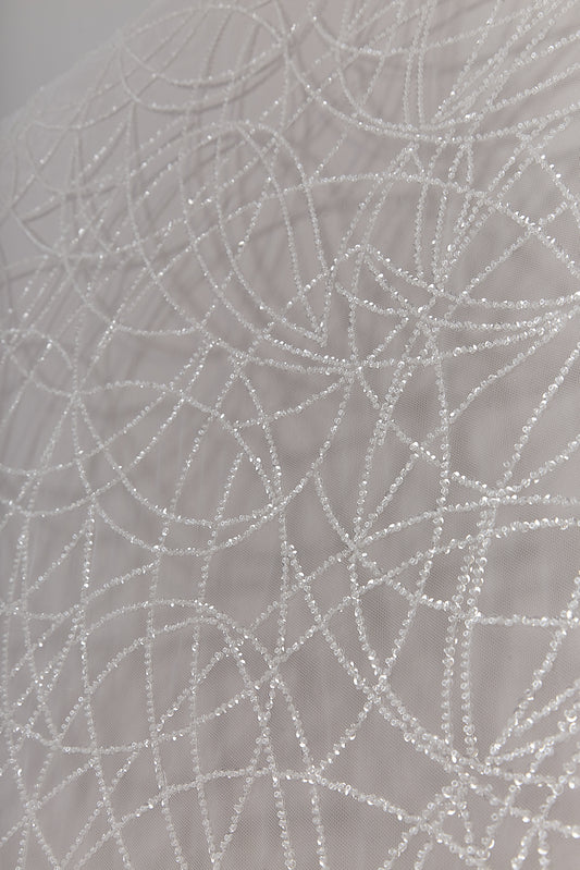 S0646 OFF WHITE BEADED TULLE