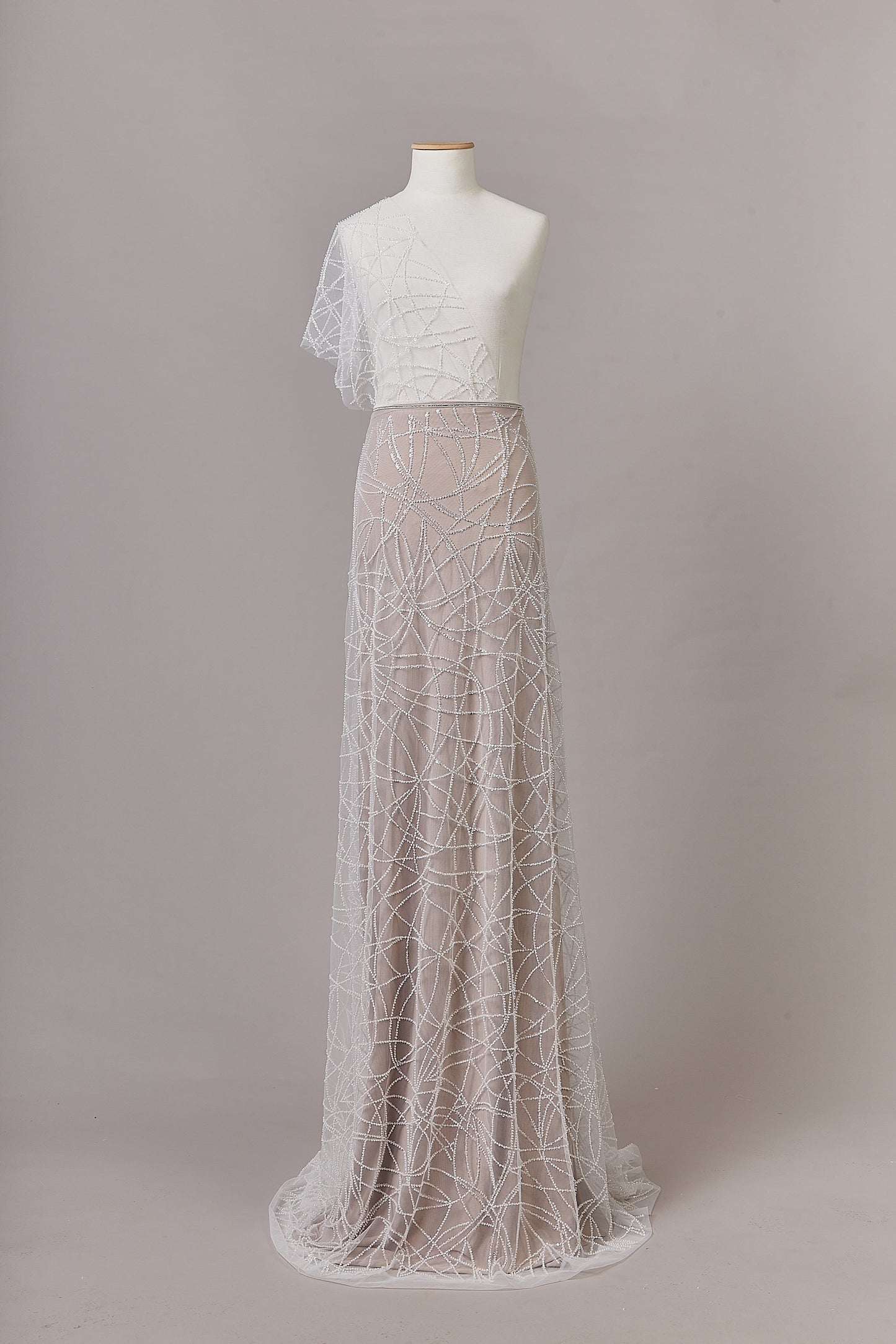 S0646 OFF WHITE BEADED TULLE