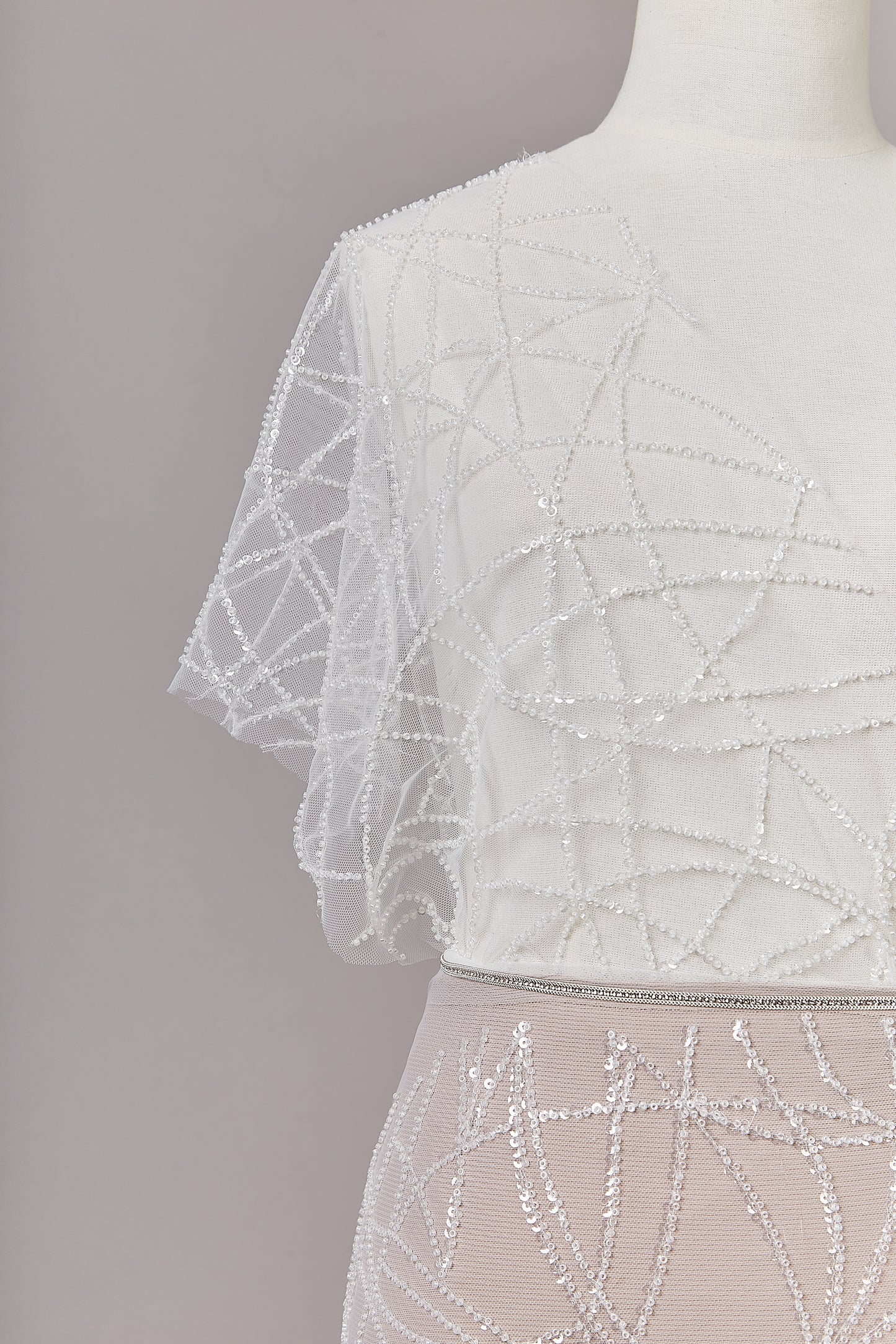 S0646 OFF WHITE BEADED TULLE