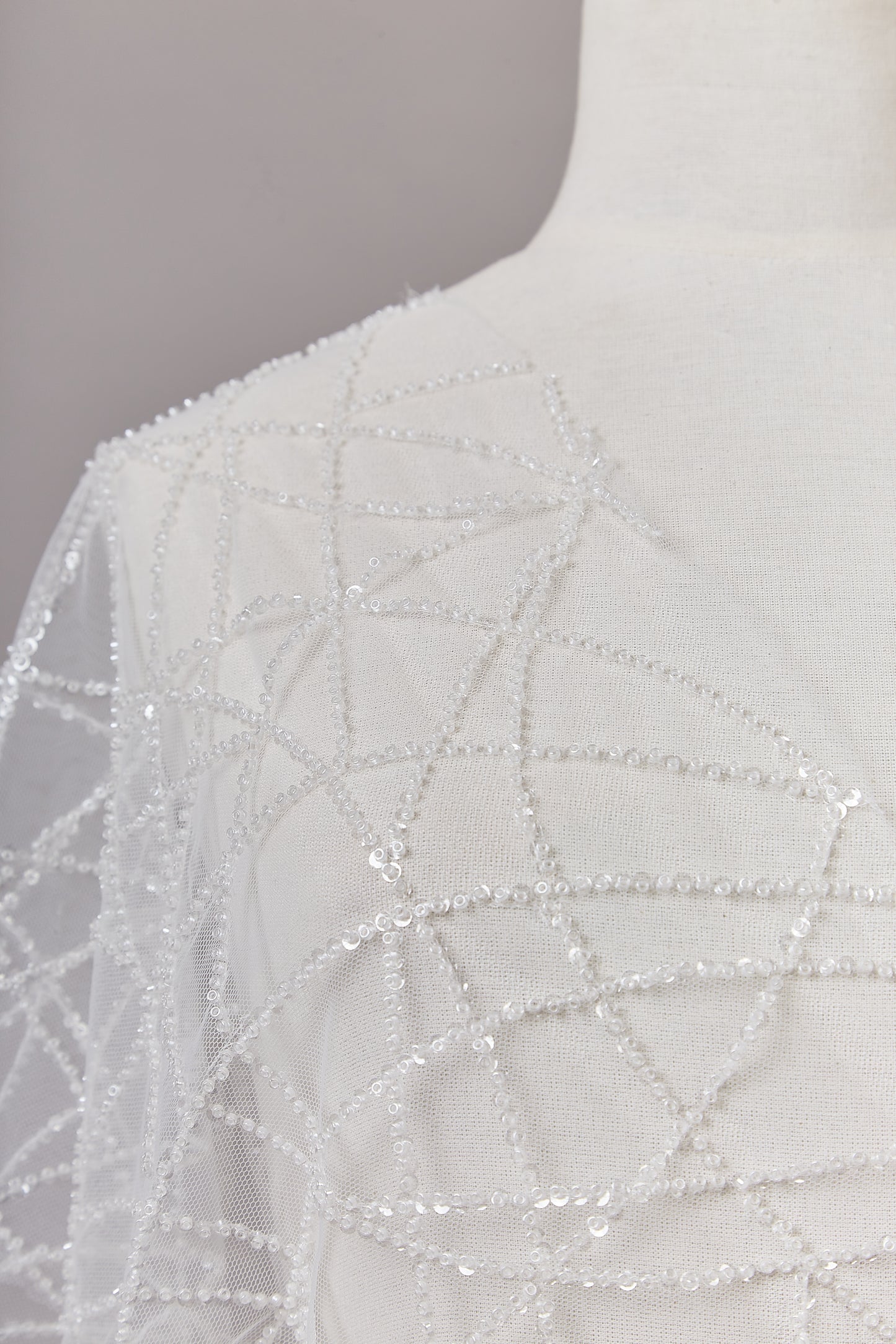 S0646 OFF WHITE BEADED TULLE