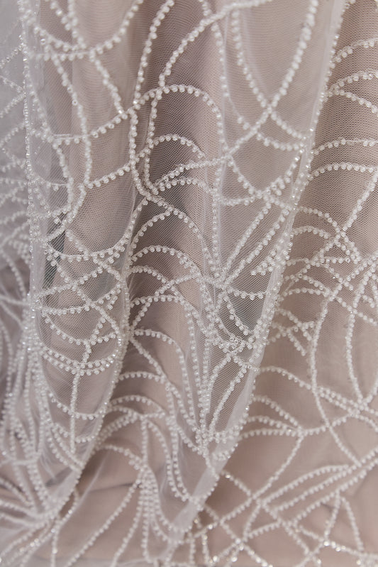 S0646 OFF WHITE BEADED TULLE