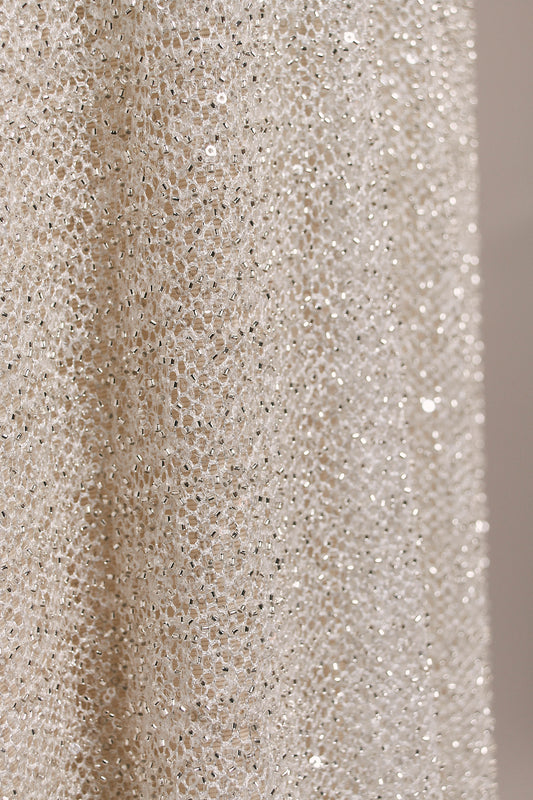 S0535 EMBROIDERED NET WITH LUREX YARN, BEADS AND SEQUINS