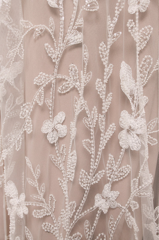 S0538 EMBROIDERED TULLE WITH SEQUINS AND BEADS