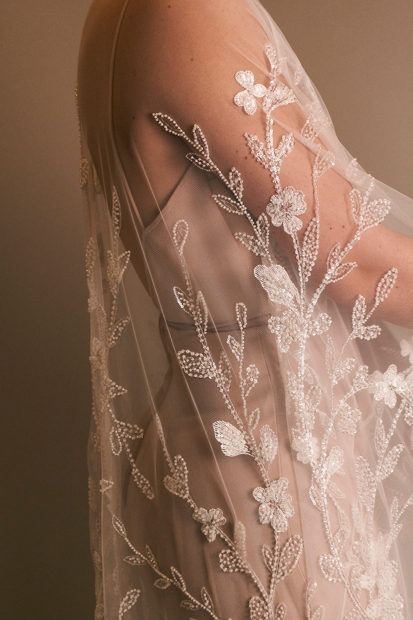 S0538 EMBROIDERED TULLE WITH SEQUINS AND BEADS