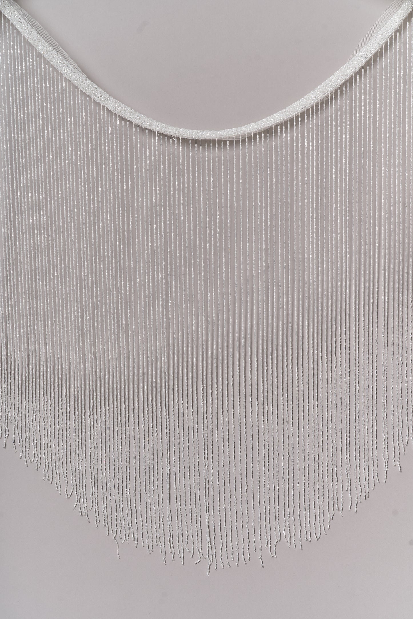 S0708 - Off-white bugle bead fringe trim