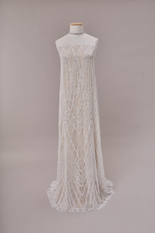 S0662 - Embroidered Tulle with Sequins and Beads