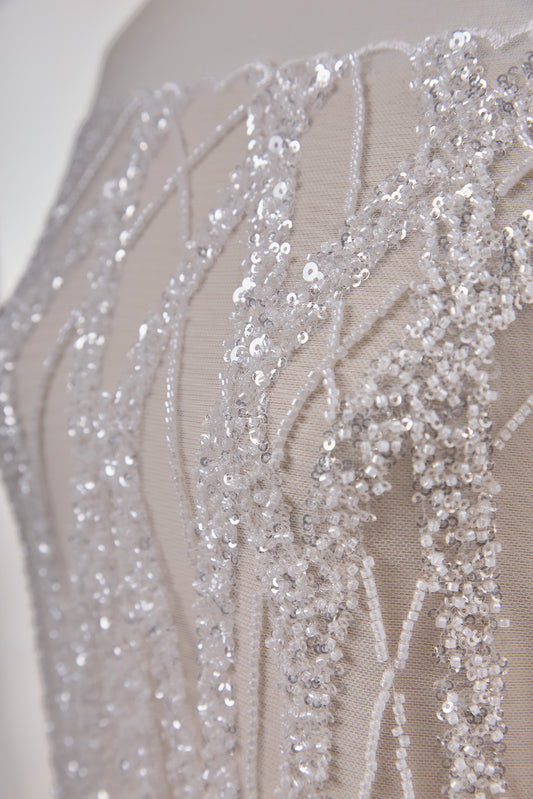 S0662 - Embroidered Tulle with Sequins and Beads