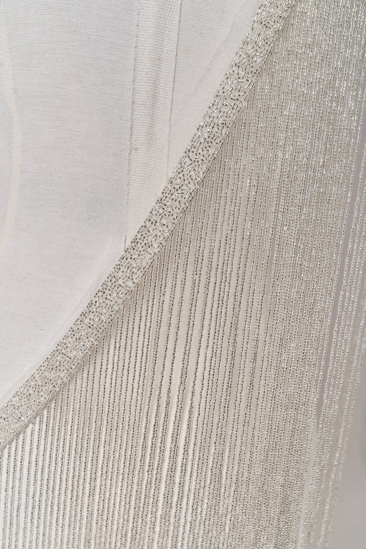 S0708 - Silver bugle bead fringe trim